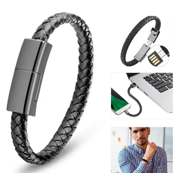 Pulseira em couro USB - Power Hand